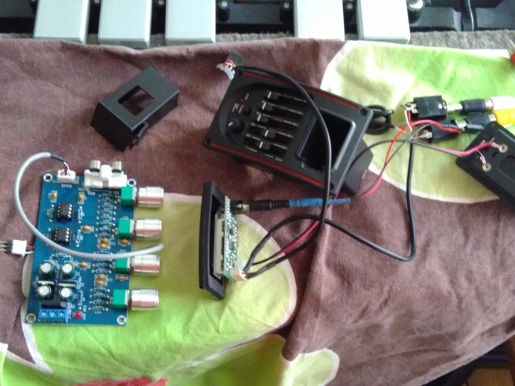different preamplifiers for electric vibraphone prototyping.